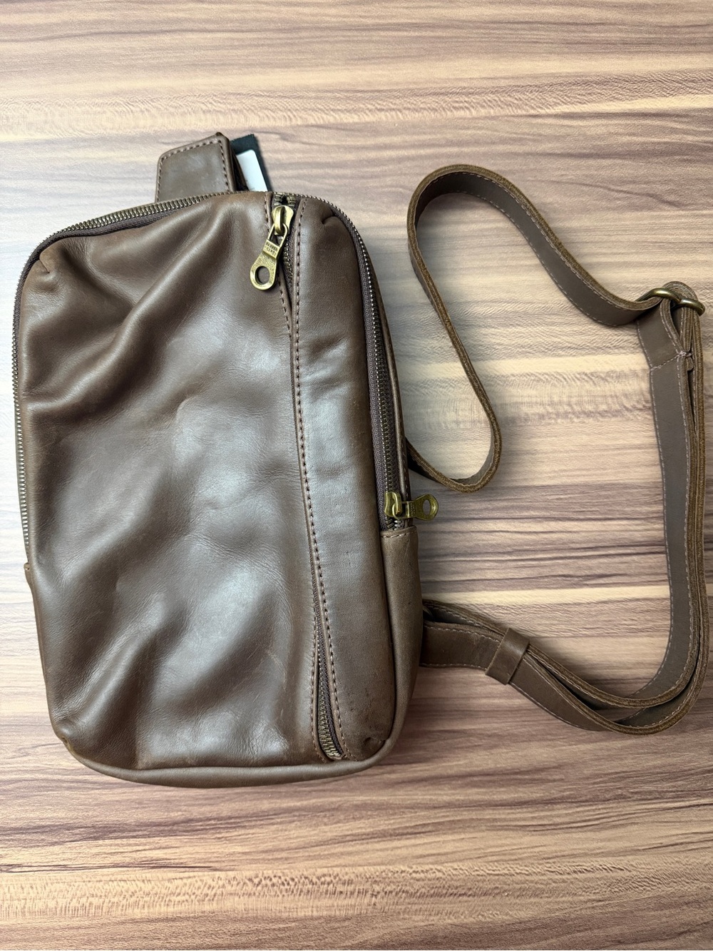 NWT Parker Clay Bale Full-Grain Leather Sling Bag in Dark Brown